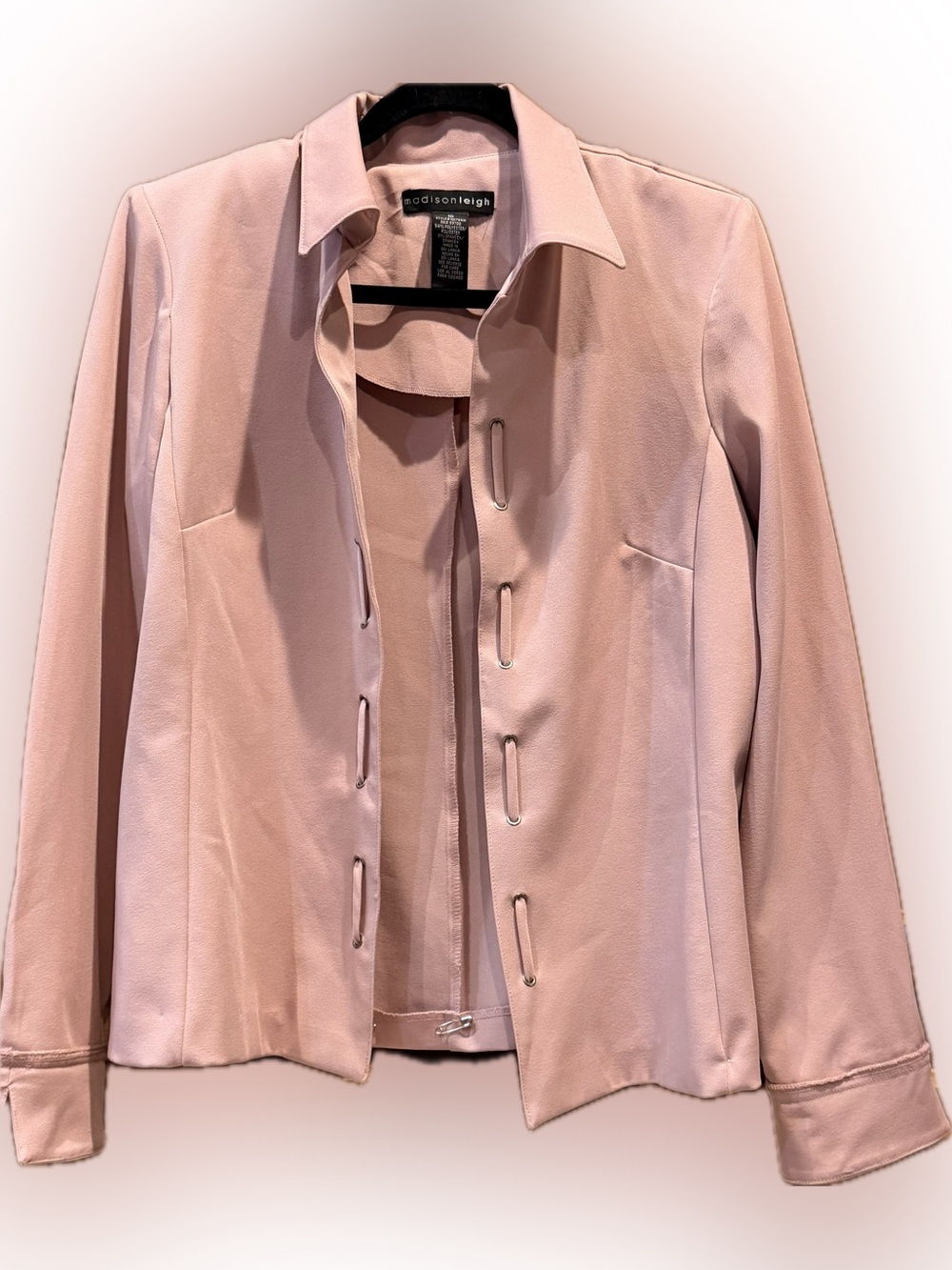 Madison Leigh Blush Pink Stretch Open Front Jacket Blazer Size 10 Career Office